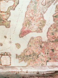 Mapa New Yorku v letech 1766-67 (akvarel na papíře) od American School