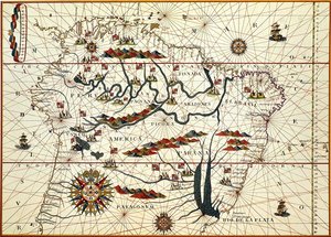 Mapa Jižní Ameriky v roce 1582 od American School