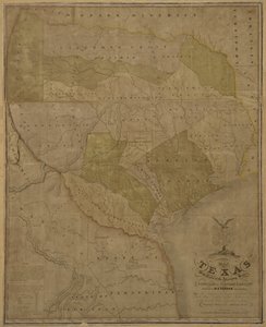Mapa Texasu s částmi přilehlých států od American School