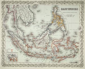 Mapa východní Indie (barevná rytina) od American School