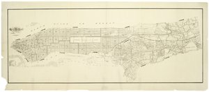 Mapa města New York, vytvořená pod vedením komisařů Metropolitního hasičského sboru, znázorňující umístění budov ve vlastnictví a užívání Metropolitního hasičského sboru a Metropolitního policejního oddělení od American School