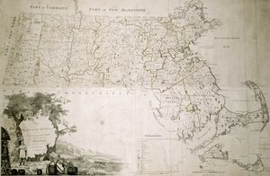 Mapa státu Massachusetts, 1801 od American School
