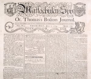 Tiráž špióna Massachusetts 7. července 1774 (tisk) od American School