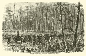 McClernandův sbor pochodující bažinami, březen 1863 od American School