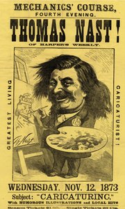 Kurz mechaniky, čtvrtý večer. Thomas Nast!, publikoval Currier & Ives, 1873 od American School