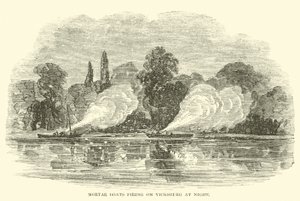 Minometné čluny střílející na Vicksburg v noci, července 1862 od American School