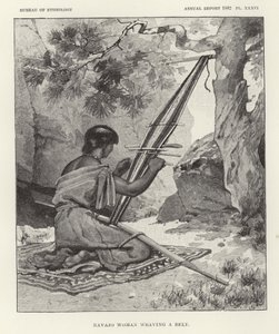 Navajo žena tkající pás od American School