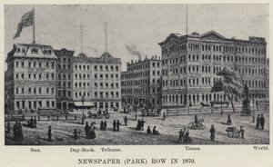 Noviny (Park) Row v roce 1870 (litho) od American School