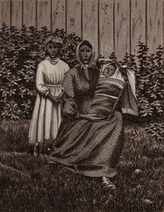 Niagarské vodopády: indická rodina (litho) od American School