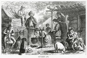 Out-door Life, ilustrace k celovečernímu příběhu, Komunita vyvrženců, z Appletons Journal, 23. března 1872 od American School