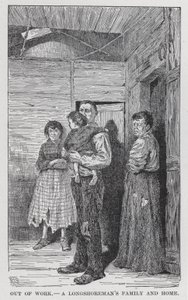 Bez práce, námořnická rodina a domov (litho) od American School