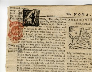 Stránka z Halifax Gazette, nebo The Weekly Adviser, Nova Scotia, 12.-19. prosince 1765 od American School