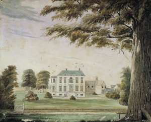 Park House, Anglie: Domov Richarda Flowera, otce George Flowera (akvarel na papíře připevněný na desce) od American School
