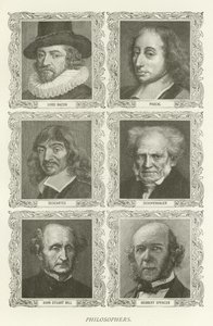 Filosofové, Lord Bacon, Pascal, Descartes, Schopenhauer, John Stuart Mill, Herbert Spencer od American School