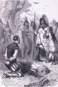 Pocahontas zachrání život kapitána Smithe, ilustrace z Cassell