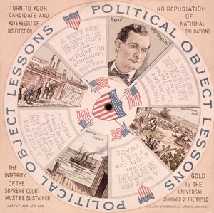 Political Object Lessons, plakát americké prezidentské kampaně pro Williama McKinleyho (1843-1901) kolem roku 1897