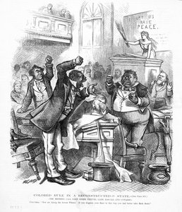 Politická karikatura zobrazující Afroameričany jako politiky od American School