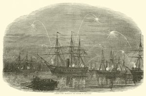 Flotila nosičů oslavující dobytí Fort Fisher, leden 1865 od American School