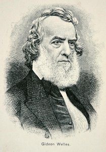 Portrét Gideona Wellese (1802-78), ministra námořnictva USA během války a rekonstrukce (litho) od American School