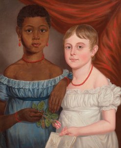 Portrét dvou dívek, počátek 19. století (olej na plátně) od American School