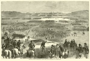 Pozice Konfederační armády, když byla oznámena kapitulace, duben 1865 od American School