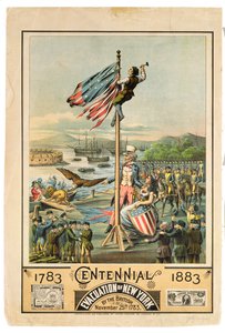 Plakát propagující sté výročí evakuace New Yorku Brity 25. listopadu 1783, 1883