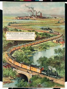 Plakát propagující speciál Worcester Salt Special, 162 vozů odstartovaných zvoleným prezidentem McKinleym, 1897
