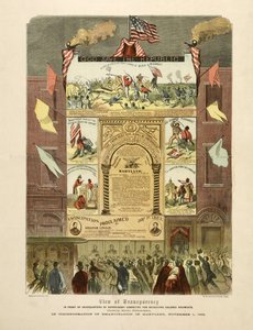 Plakát oslavující „Emancipaci v Marylandu, 1. listopadu od American School
