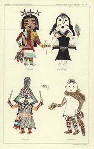 Powamu, So Wuqti, Masauu, Eototo (barevná litografie) od American School