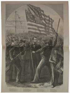 Prezident Lincoln se zapojil do bitvy o Fort Stevens, ilustrace z „Harper