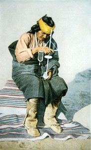 Pueblo man vrtací tyrkysová, cca 1905 (barva lito) od American School