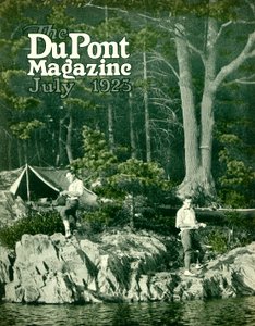 Pyralin jde na ryby, přední strana časopisu DuPont Magazine, červenec 1923 od American School
