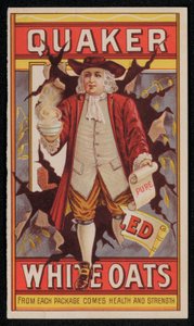 Quaker Oats, reklama koncem 19. nebo začátkem 20. století (chromolitho) od American School