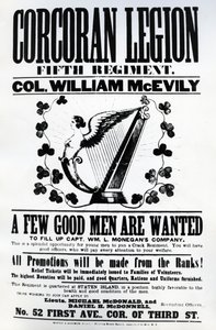 Náborový plakát pro Corcoran Legion, 1862 (tištěný papír)