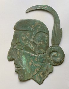Mužský profil Repousse, Caddoan, Spiro, 1200-1350 (měď)