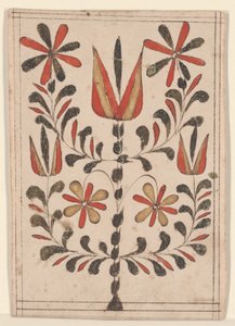 Odměna za zásluhy (Belohnung), Fraktur Painting (pero a inkoust s wc na papíře) od American School