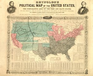 Reynoldssova politická mapa Spojených států, kolem roku 1850 od American School