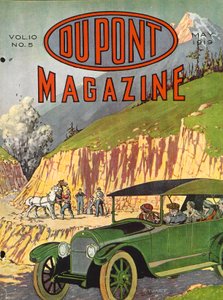 Stavba silnic, přední strana časopisu DuPont Magazine, květen 1919 od American School