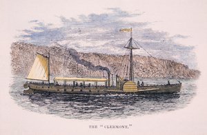Parník Roberta Fultona (1765-1815) „Clermont“ na řece Hudson, New York