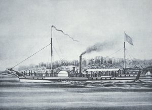 Parník Roberta Fultona „Clermont“ na řece Hudson v New Yorku od American School