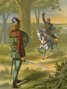 Robin Hood zastaví rytíře v černém brnění od American School