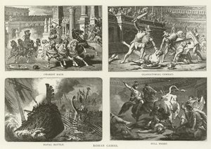 Římské hry, Závod vozatajů, Gladiátorský boj, Námořní bitva, Býčí bitva