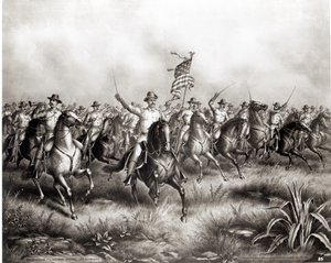 Rough Riders: Plukovník Theodore Roosevelt, americký velitel na San Juan Hill, Santiago, Kuba, 1898 od American School