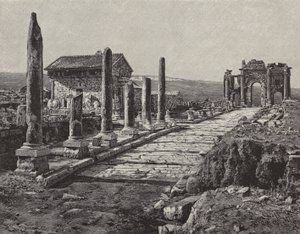 Ruiny římsko-berberského města Timgad (starověký Thamugas), Alžírsko (rytina) od American School