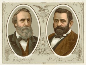 Rutherford B Hayes, Ulysses S Grant (chromolitho) od American School
