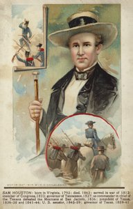 Sam Houston (barevná litografie) od American School