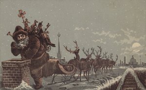 Santa A Sobi Doručování Dárky od American School