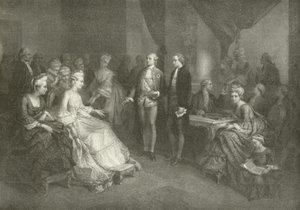 Schiller představen princezně Saxe Weimar (hlubotisk) od American School