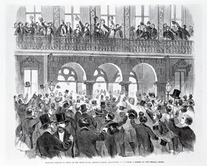 Secession Meeting před Mills House, Meeting Street, Charleston, South Carolina, c.1860 (rytina) (čb foto) od American School