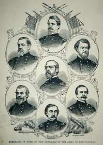 Sedm portrétů generálů Union Army of Potomac (litho) od American School